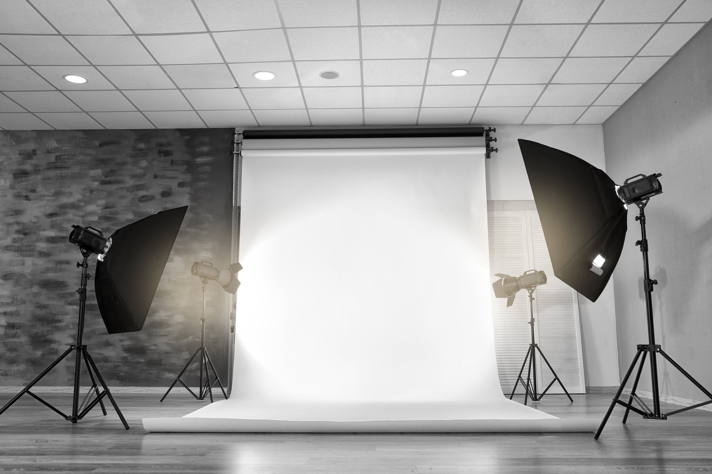 Photo Studio with Lighting Equipment